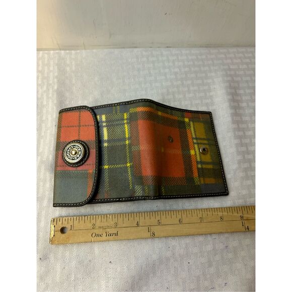 Dooney & Bourke Madras plaid wallet ladybug 5"x5" snap - Picture 6 of 6